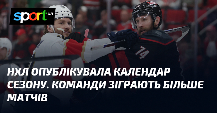НХЛ опублікувала календар сезону. Команди зіграють більше матчів
