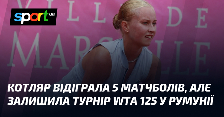 Котляр відіграла 5 матчболів, але залишила турнір WTA 125 у Румунії