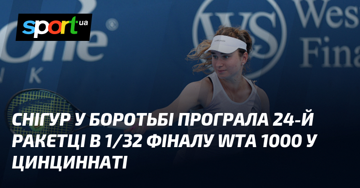Снігур у боротьбі програла 24-й ракетці в 1/32 фіналу WTA 1000 у Цинциннаті