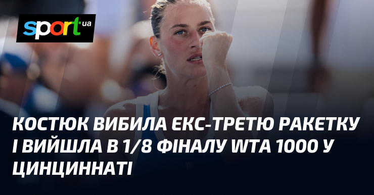 Костюк вибила екс-третю ракетку і вийшла в 1/8 фіналу WTA 1000 у Цинциннаті
