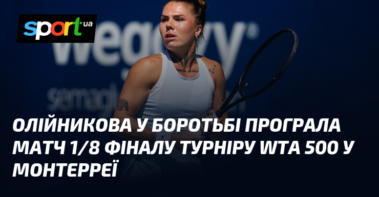 Олійникова у боротьбі програла матч 1/8 фіналу турніру WTA 500 у Монтерреї